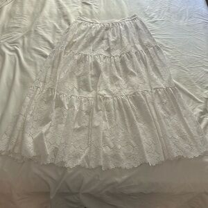 Loeffler Randall Luna Cream Lace Tiered Skirt